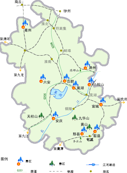 安徽省景点地图