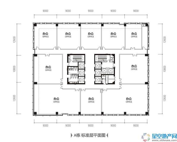 A栋标准层平面图 2/5