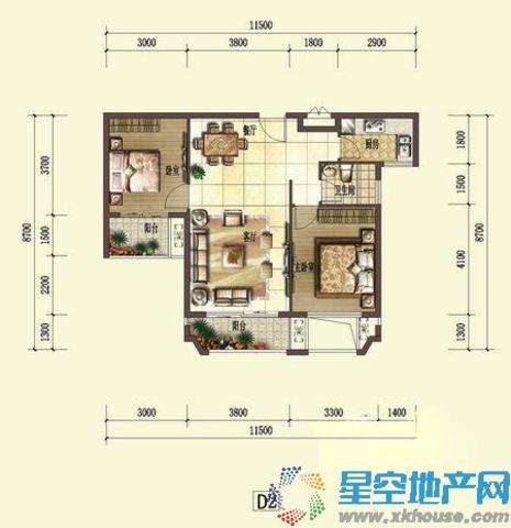 D2户型2室2厅 7/7