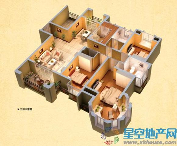 D户型三维示意图 1/10