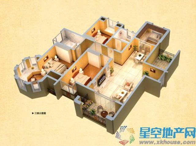 C户型三维示意图 2/10